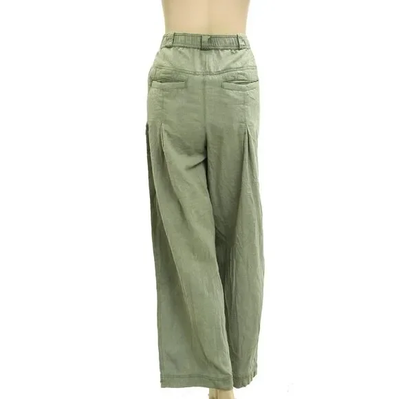 Free People Lotta Love Linen Trousers Pants High-Rise Wide-Leg Solid M-8 280840